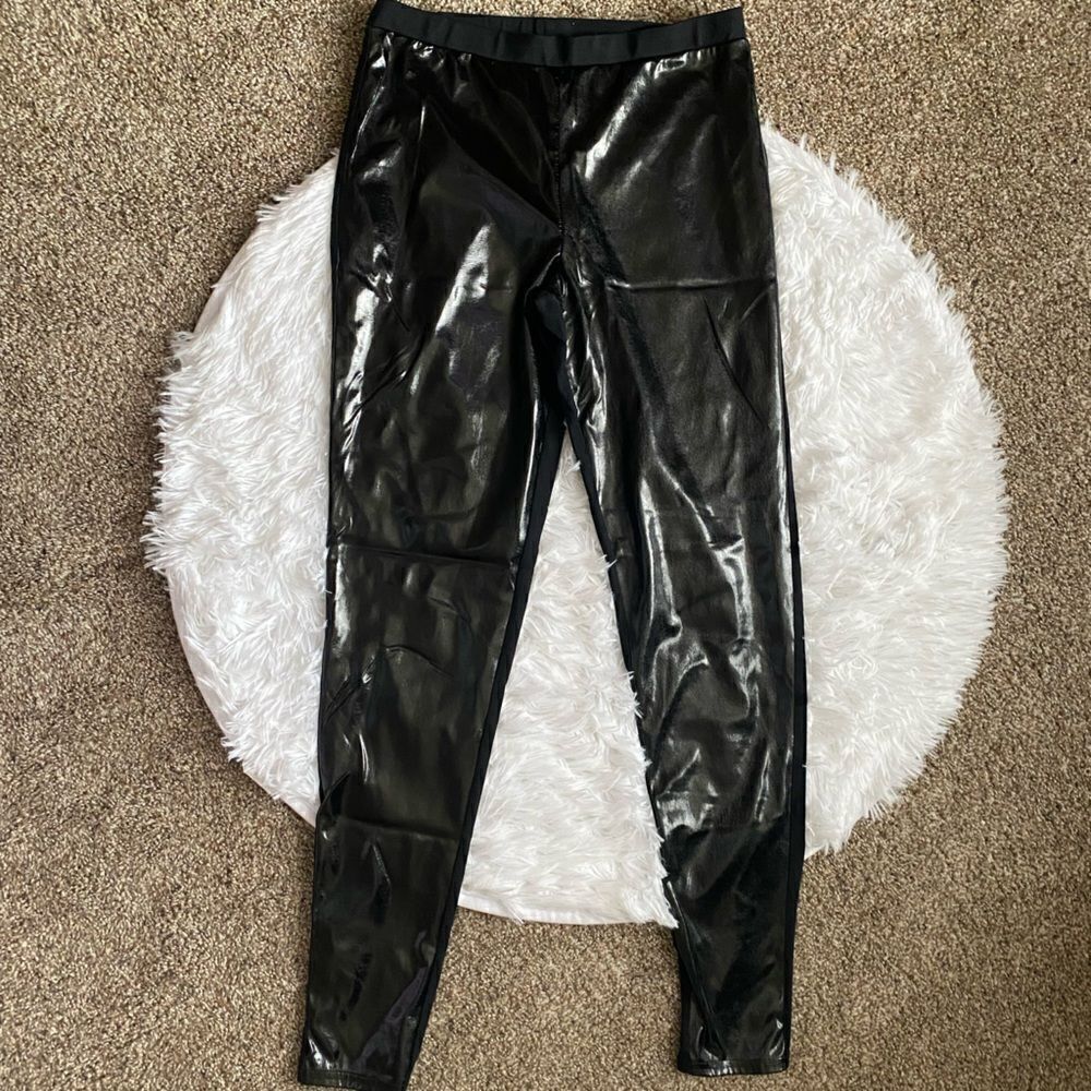 Leith‎ Faux Leather Front Leggings Pants Pull On Elastic Waist Womens Size Small